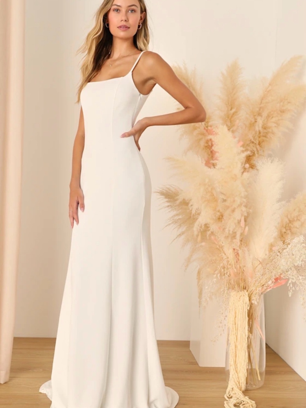 Lulus Blessed Romance White Sleeveless Button Back Mermaid Maxi Dress